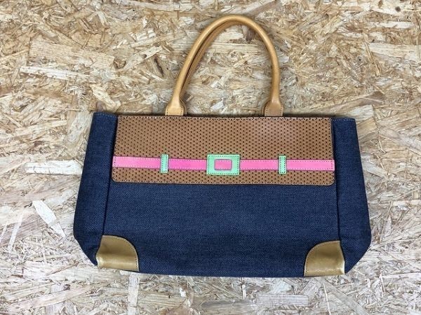 タンブゥ TAMBU ハンドバッグ 内ポケット×2 鞄 かばん カバン ネイビー×ピンク×ブラウン×グリーン拍卖