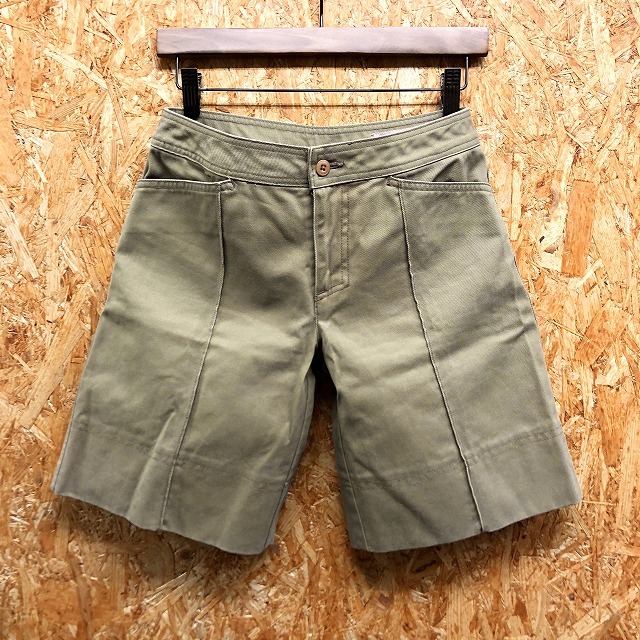 ミッシェルクラン 【日本製】 MK MICHEL KLEIN カラーデニムショーツ センタータックショートパンツ 綿100% 38 ブラウンカーキ レディース拍卖