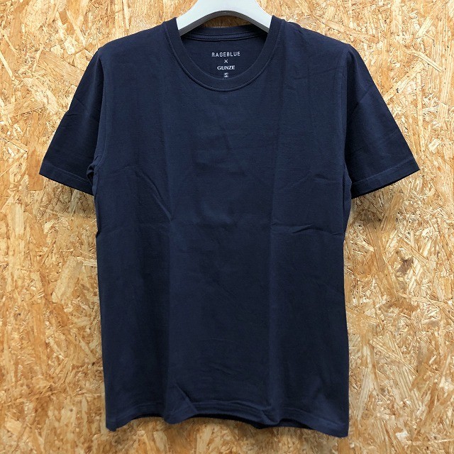 レイジブルー×グンゼ 【日本製】 RAGEBLUE×GUNZE Tシャツ 半袖 丸首 クルーネック 無地 ボックスカット コットン100% S ネイビー メンズ拍卖