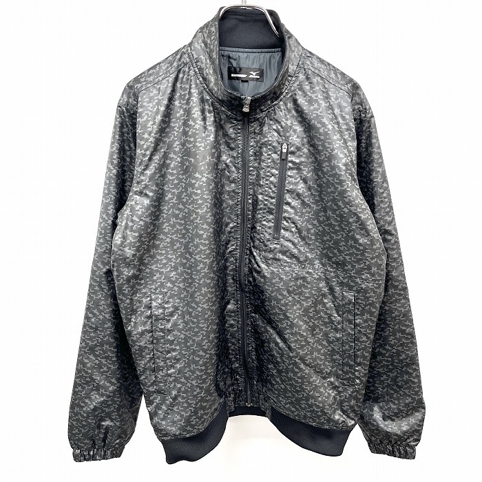 ミズノ ゴルフ mizuno GOLF 若干薄手 中綿 ジャケット ブルゾン デジタルカモ 迷彩柄 長袖 ポリ100% M グレー系×ブラック グレー系 メンズ拍卖