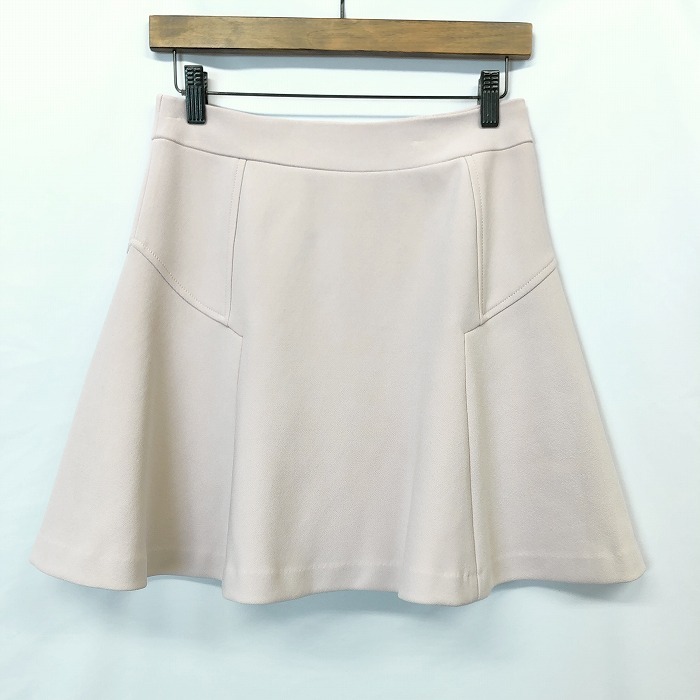 デミルクス ビームス Demi-Luxe BEAMS スカート フレア 裏地付き 無地 日本製 ポリエステル×ポリウレタン 36 ライトベージュ レディース拍卖