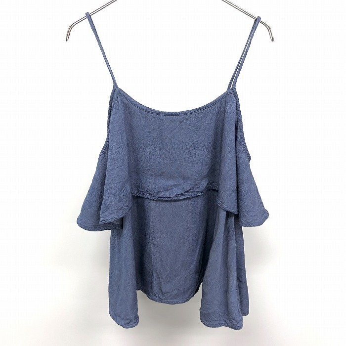 アズールバイマウジー AZUL by moussy デニムキャミソール ティアード 裏地無し ノースリーブトップス 無地 綿100% F ブルー 青 レディース拍卖