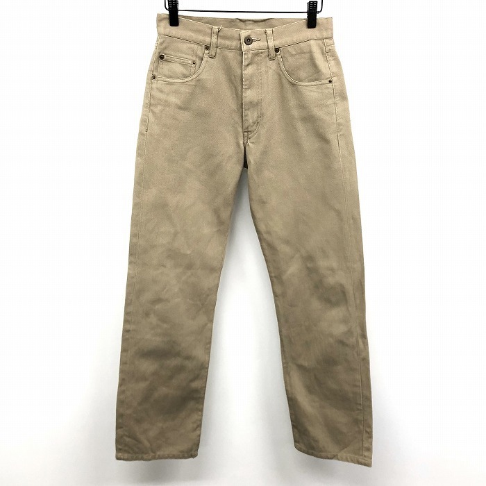 アーヴェヴェオム a.v.v HOMME パンツ ストレート 無地 バックポケットにロゴタグ ジップフライ ロング 綿×ポリ 73 ベージュ系 メンズ拍卖