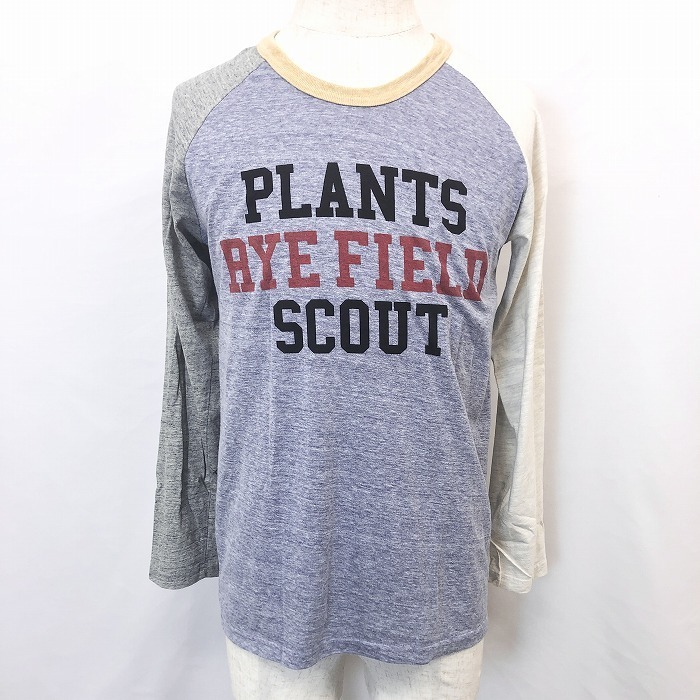 レイジブルー RAGEBLUE 長袖Tシャツ カットソー 英字プリント 丸首 ラグラン 綿×ポリエステル L ヘザーカラー(紫×グレー×白) メンズ拍卖