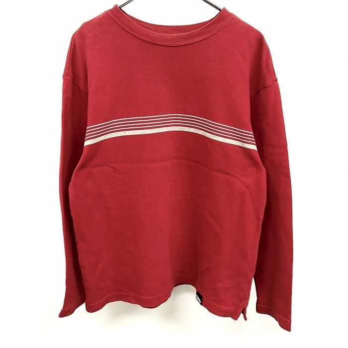 ギャップ GAP Tシャツ プルオーバー カットソー ボーダー 丸首 長袖 ロングスリーブ 綿100% コットン L 10 レッド 赤 キッズ ジュニア拍卖
