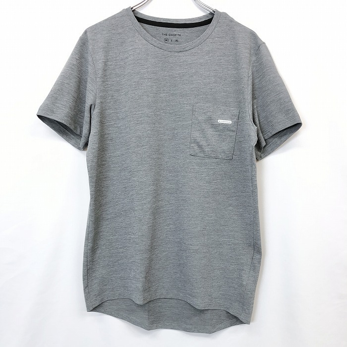 ザ・ショップ ティーケー THE SHOP TK ポケットTシャツ 半袖 丸首 背中にパンチングデザイン ポリエステル100% M ヘザーグレー メンズ 男性拍卖
