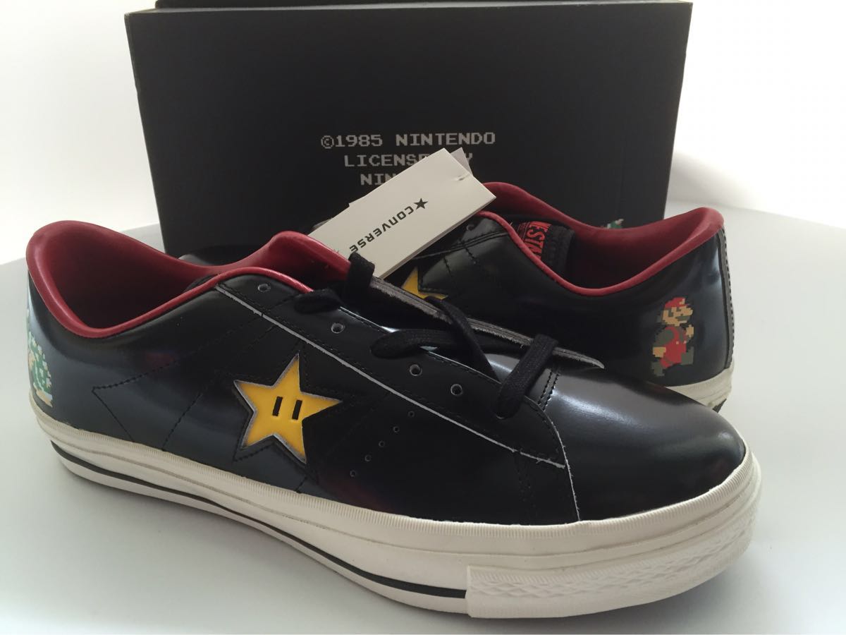 デッド 新品 正規品 希少 CONVERSE ONE STAR コンバース ワンスター レザー マリオ ブラック 黒 US9 JP27.5拍卖