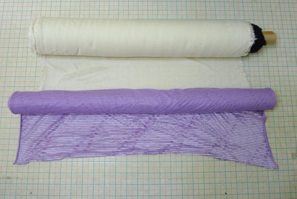 d379【未使用】 布ロール 2点 パープル 巾140㎝ アイボリー 巾120㎝ ハンドメイド 手芸 裁縫 【直接引取歓迎 大阪市生野区】/200拍卖