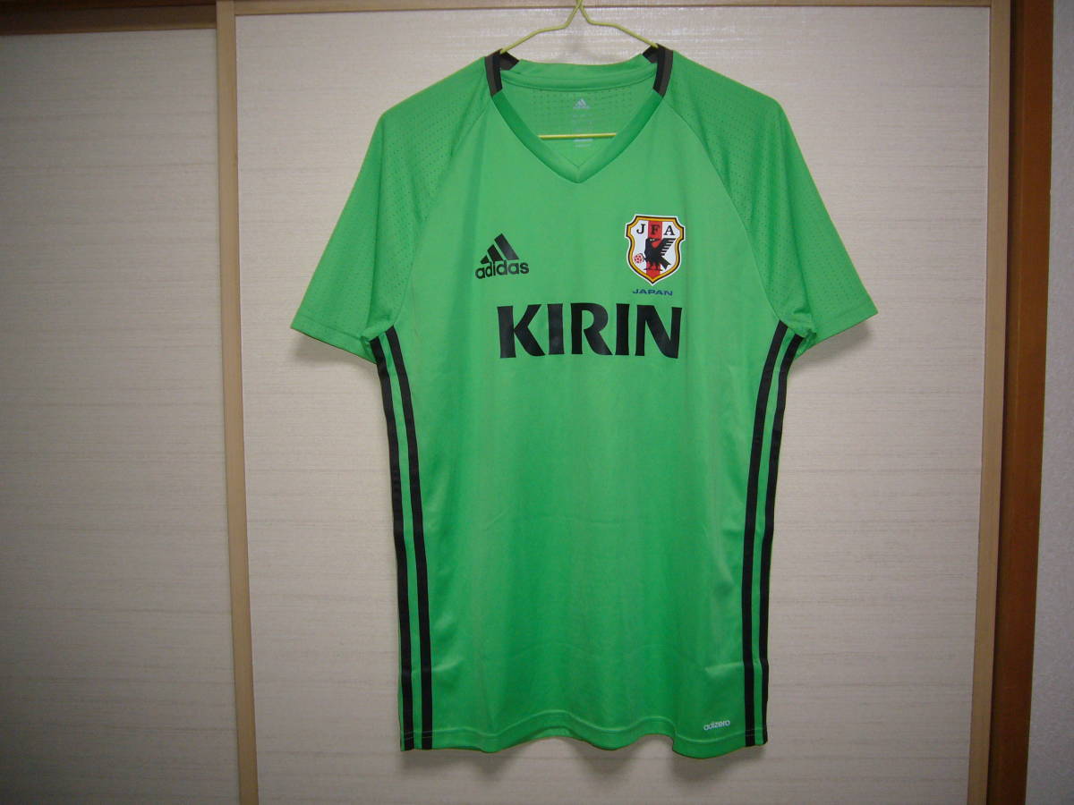 アディダスKIRIN日本代表adizeroユニフォームシャツ黄緑 Lサイズ拍卖