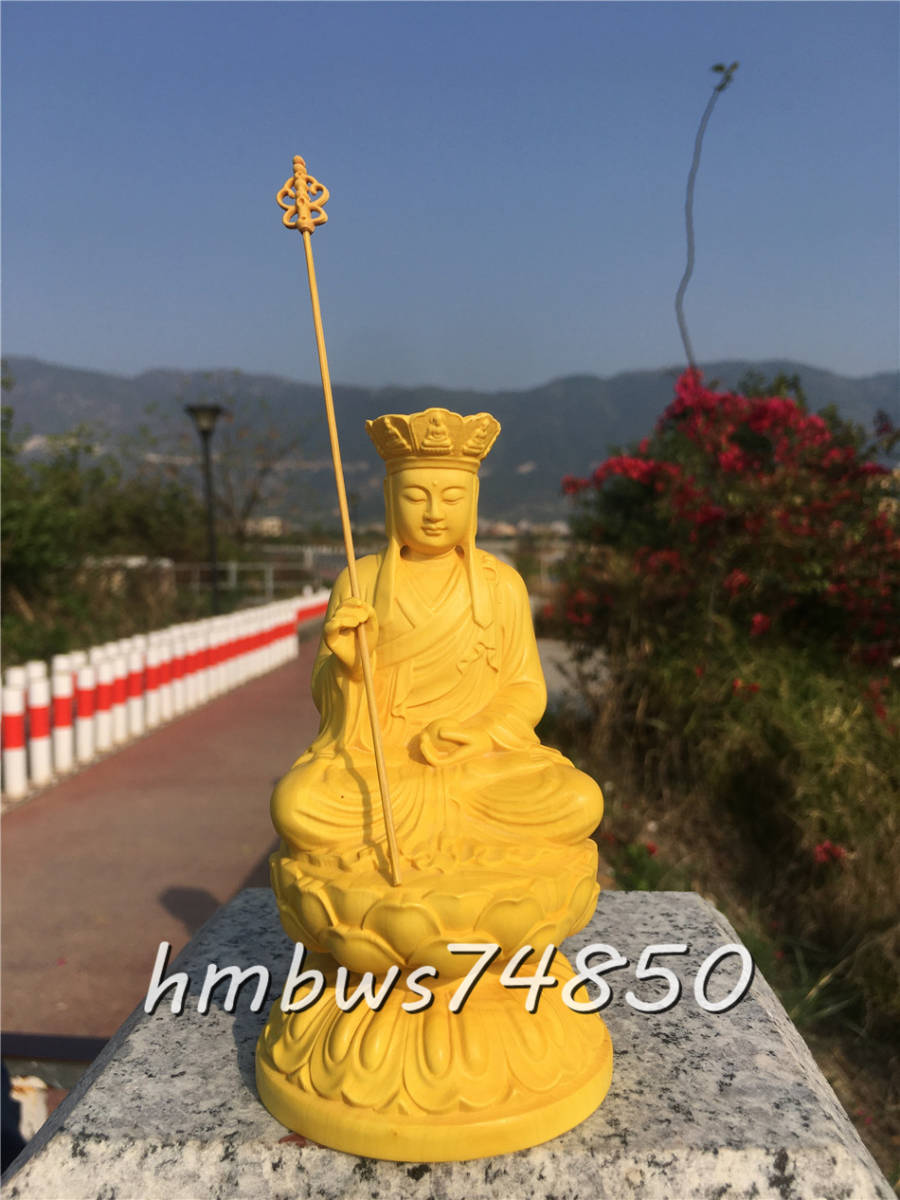 新品 仏教美術 地蔵菩薩 坐像 仏像 彫刻 自然木 職人 手作り 置物 美術品 東洋彫刻 高さ12cm拍卖