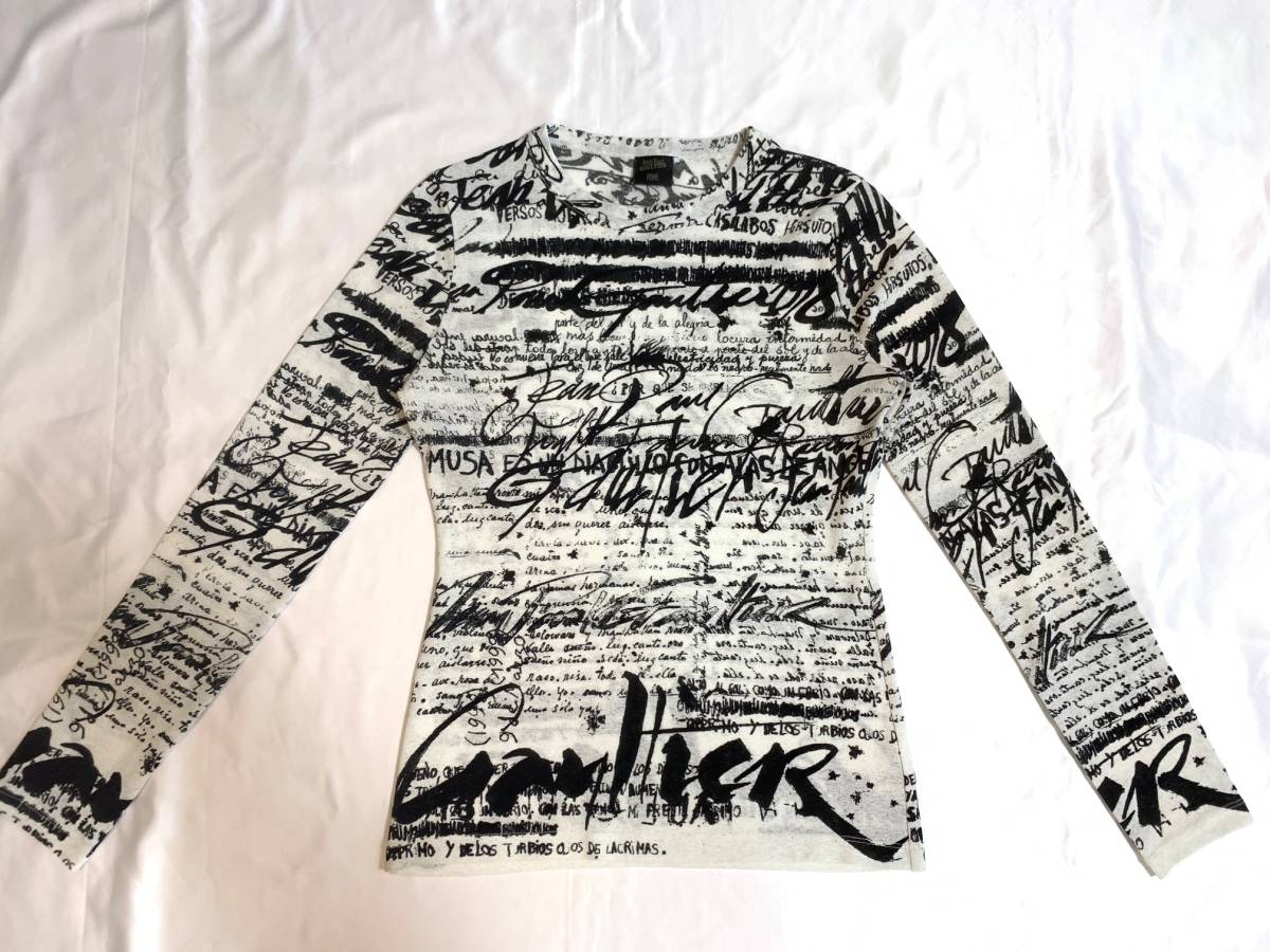 Jean Paul GAULTIER ジャンポールゴルチエ ゴルチェ 英字 パワーネット 白 アーカイブ トップス カットソー archive tops拍卖