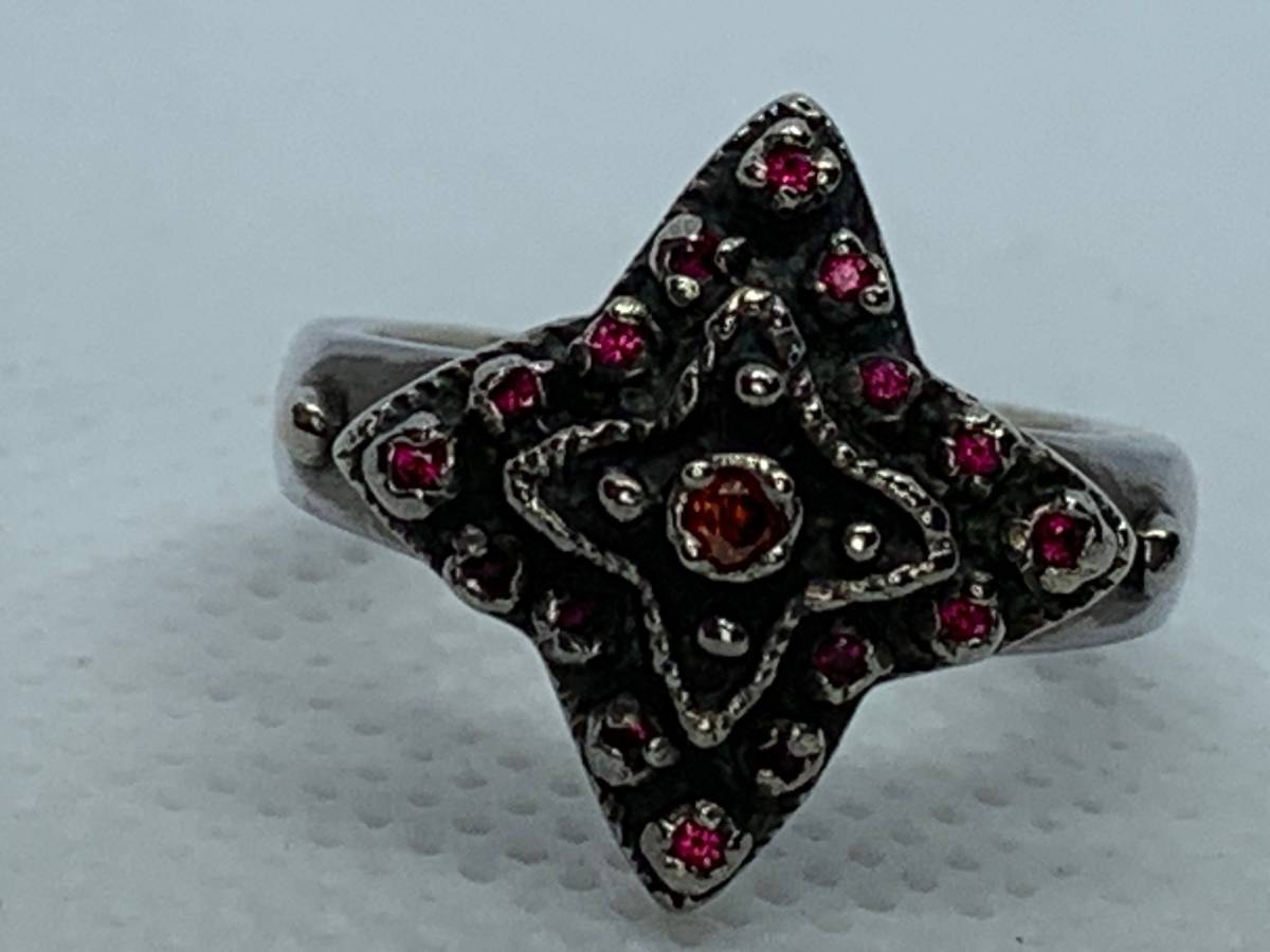 Jean Paul GAULTIER ジャンポールゴルチエ ゴルチェ ストーン ピンク 赤 シルバー アーカイブ リング 指輪 archive ring 11号拍卖