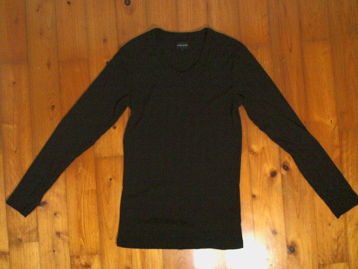 ☆美品☆アベイル【AVAIL MODE】リブ地 Vネック ストレッチ長袖Tシャツ LL 黒 ブラック拍卖