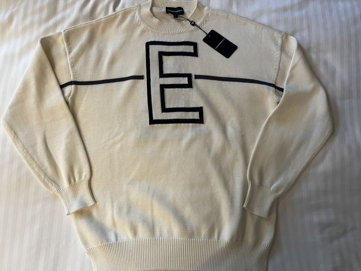 新品未使用 エンポリオ アルマーニ EMPORIO ARMANI アルマーニジャパンタグ有 S ニット セーター 最高級ライン 白色 参考6万拍卖