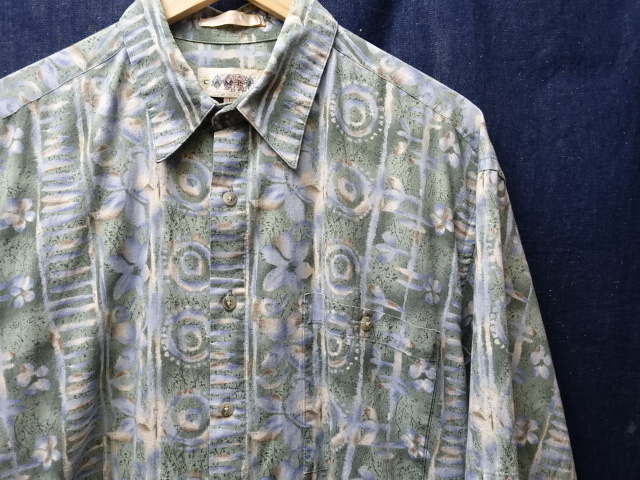 USA アメリカ 古着 ビンテージ 90'S CAMPIA MODA コットン 半袖 総柄 シャツ L / ヴィンテージ 90S / 3 ビッグ サイズ シルエット 卸拍卖