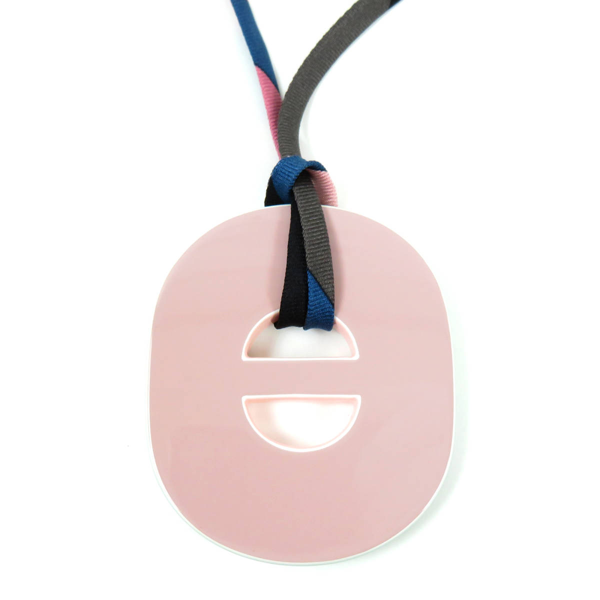 極美品 HERMES エルメス ピグマン フィデリオ ラッカーウッド リバーシブル ネックレス ラッカー Hモチーフ ピンク系 ホワイト 送料無料拍卖