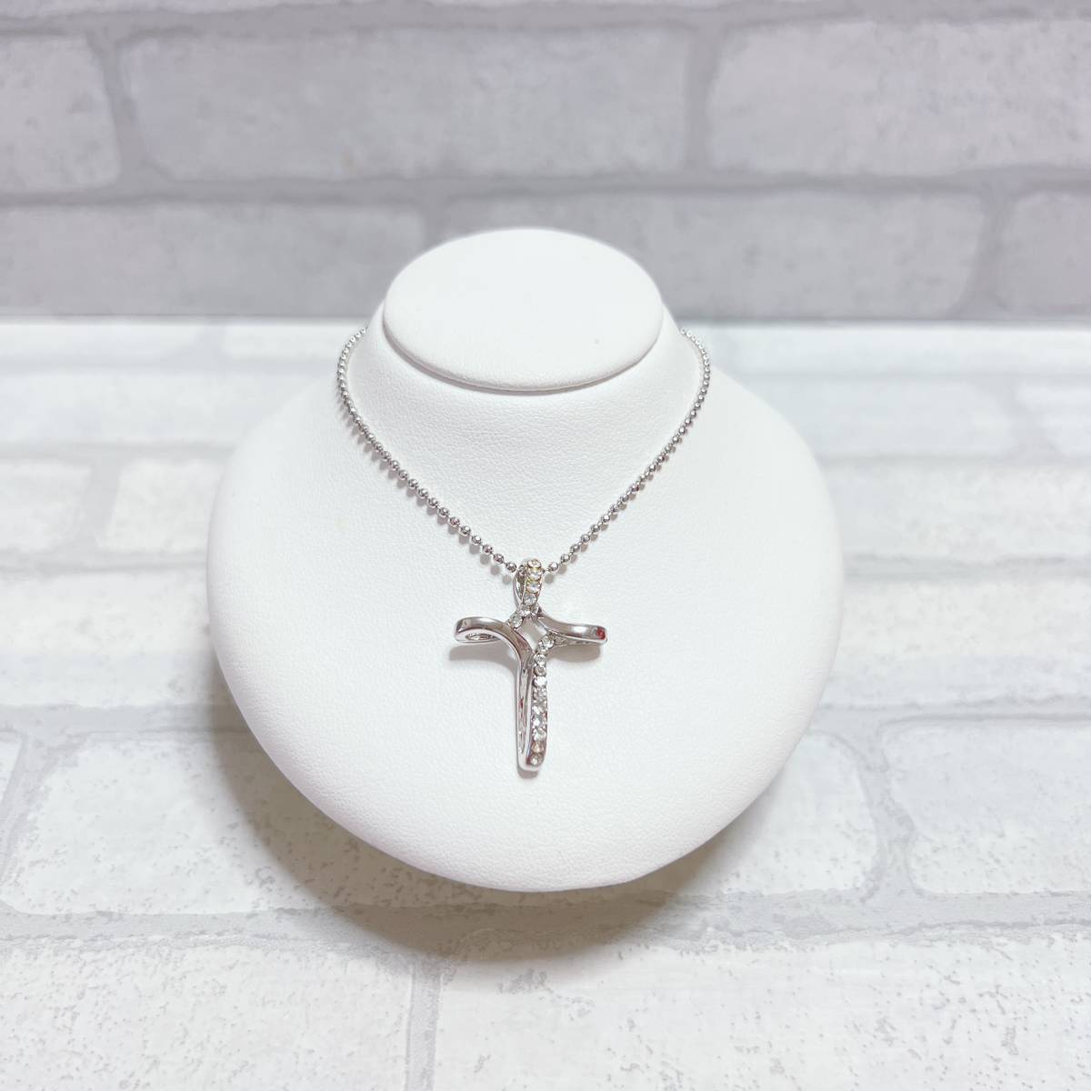 ネックレス シルバー silver 十字架 クロス ジルコニア アンティーク ヴィンテージ EL-1015拍卖