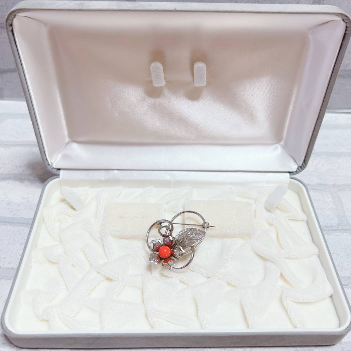 ブローチ silver シルバー 珊瑚 さんご コーラル 花 アンティーク ヴィンテージ EL-1110拍卖