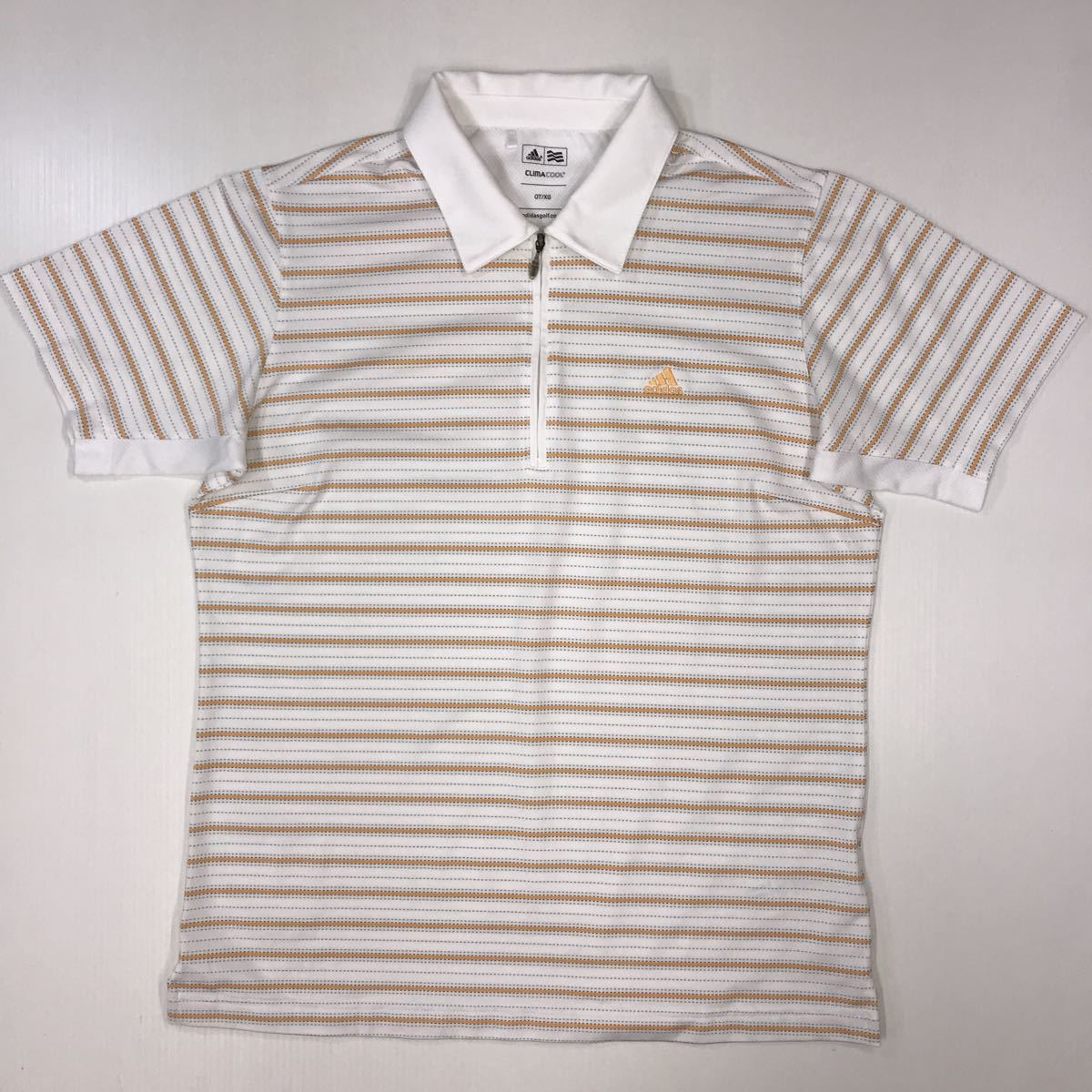 ● adidas アディダス 半袖 ポロシャツ climacool ゴルフ GOLF ハーフジップ ボーダー柄 レディース OTサイズ XL 26-110a拍卖