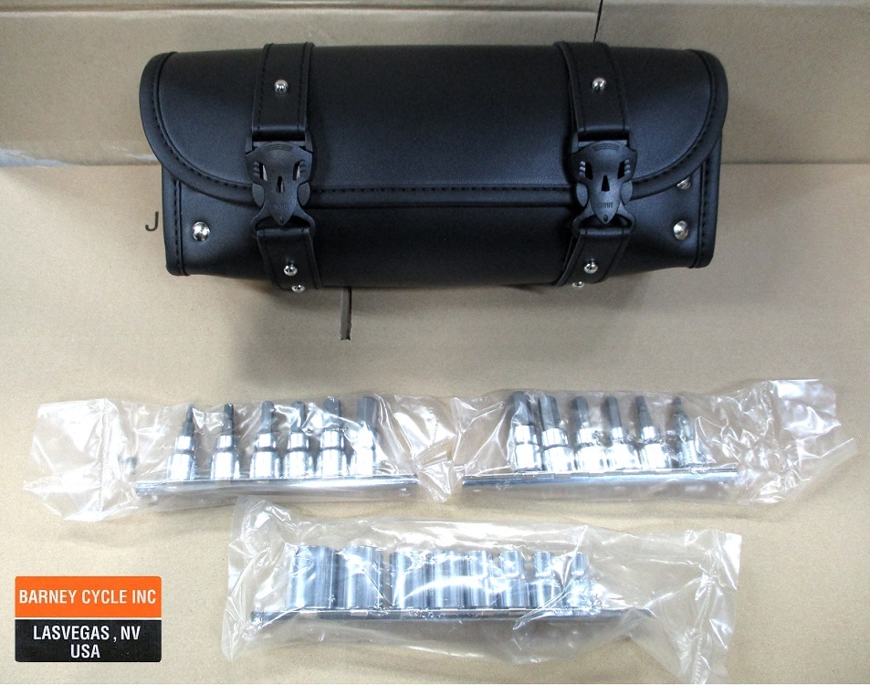 ☆1万円以下 インチ 車載工具 BARNEY CYCLE Aセット ソケットレンチ + PU レザー ツールバッグ ハーレー アメ車 等に拍卖