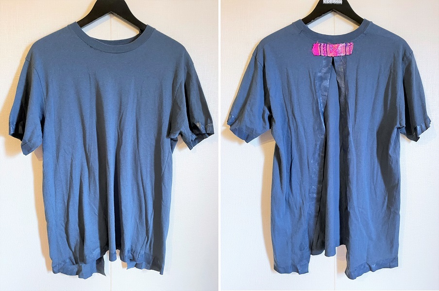 希少 コムデギャルソン COMME DES GARCONS archive 90s バックオープン 半袖 レイヤード Tシャツ カットソー グレー チロリアン AD1991 拍卖