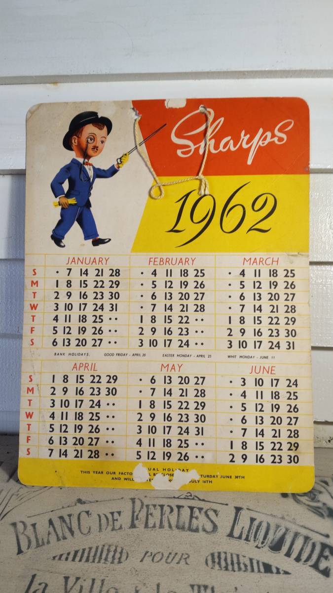 英国ヴィンテージ 1962年 Edward Sharps & Sons の両面カレンダー拍卖