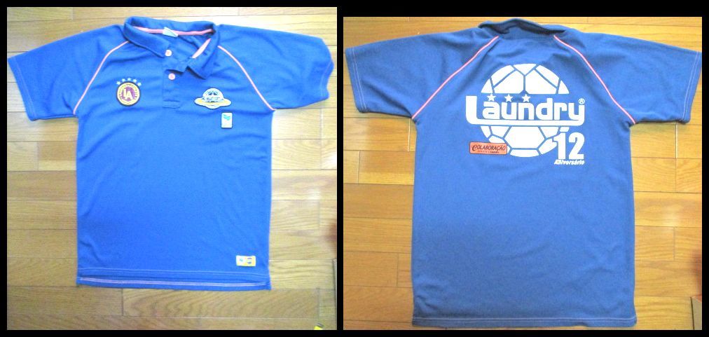 Laundry ATHLETA コラボ ポロシャツ Mサイズ 青 サッカー フットサル ドライ 速乾 12 ランドリー アスレタ ワッペン デカロゴ拍卖