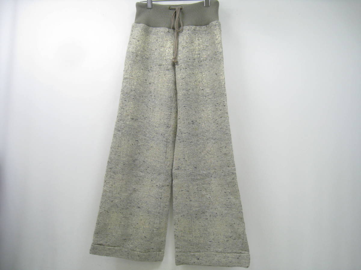 Hoochie Coochie フーチークーチー パンツ 折返しデザイン ウエストゴム ラメ グレー サイズ38拍卖