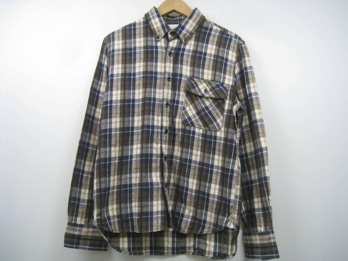 Rhythm of Life リズムオブライフ UNITED ARROWS ユナイテッドアローズ ネルシャツ チェック 長袖 茶×紺 ブラウン ネイビー サイズM拍卖