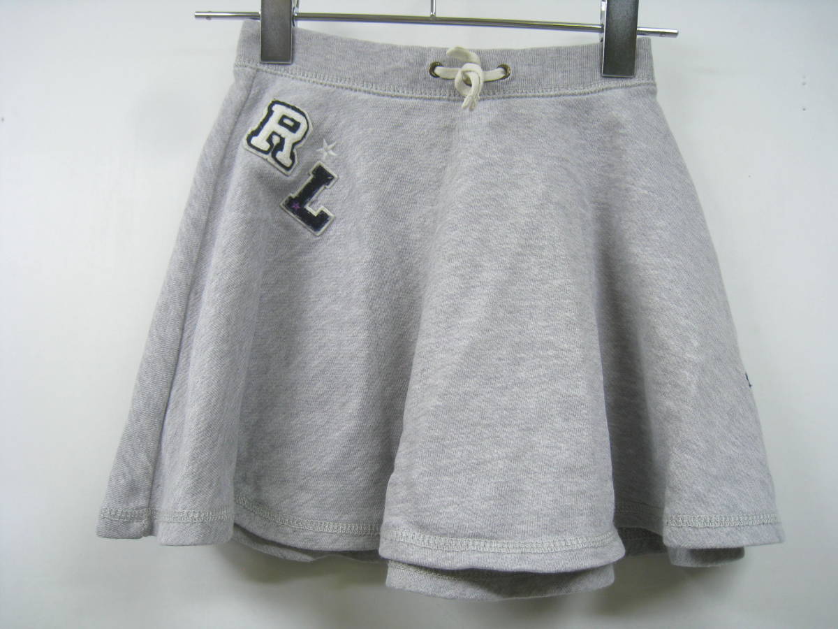 Polo Ralph Lauren ポロラルフローレン キッズ 女の子 スウェットスカート ミニ フレア 刺繍 星 スター ハート グレー サイズ5才 115cm拍卖