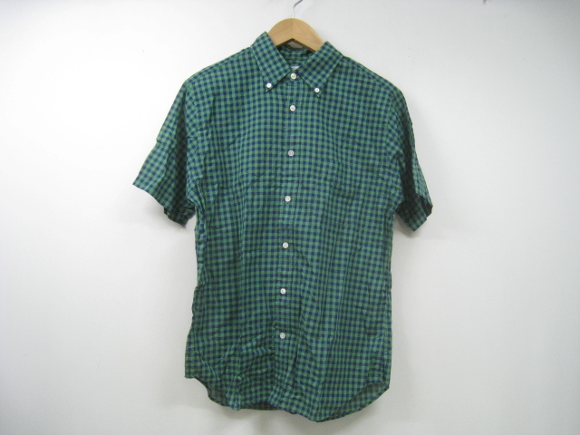 BEAUTY&YOUTH ビューティーアンドユース ユナイテッドアローズ ギンガムチェックシャツ 半袖 緑×青 グリーン×ブルー サイズM拍卖
