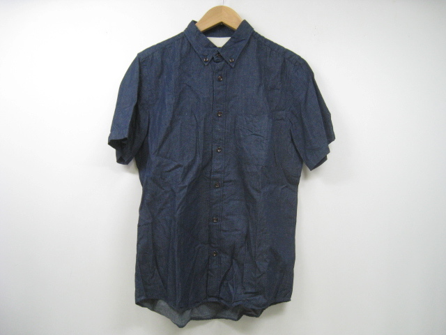 HARE ハレ デニムシャツ 半袖 綿80% 麻20% インディゴブルー 青 サイズM拍卖
