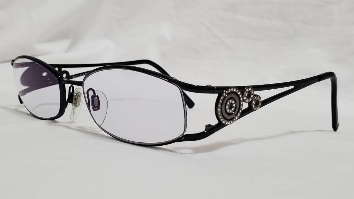 正規 レア BVLGARIブルガリ 3連トリニティ B-zeroロゴリング ラグジュアリーメガネ 黒 石 チェルキ シャイニーメタルフレーム サングラス○拍卖