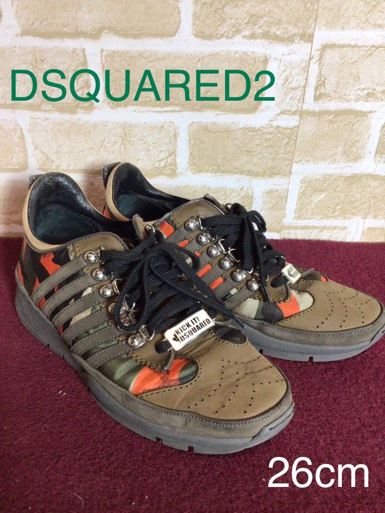 【売り切り!送料無料!】A-116 DSQUARED2!ディースクエアード スニーカー!26cm カーキ 拍卖