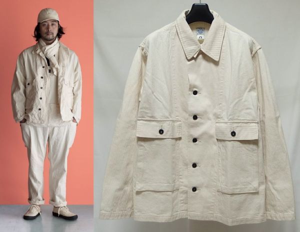 POST O'ALLS OVERALLS ポスト オーバーオールズ 3108-HBTN WALKABOUT 4 ヘリンボーン ツイル ミリタリー ジャケット M拍卖