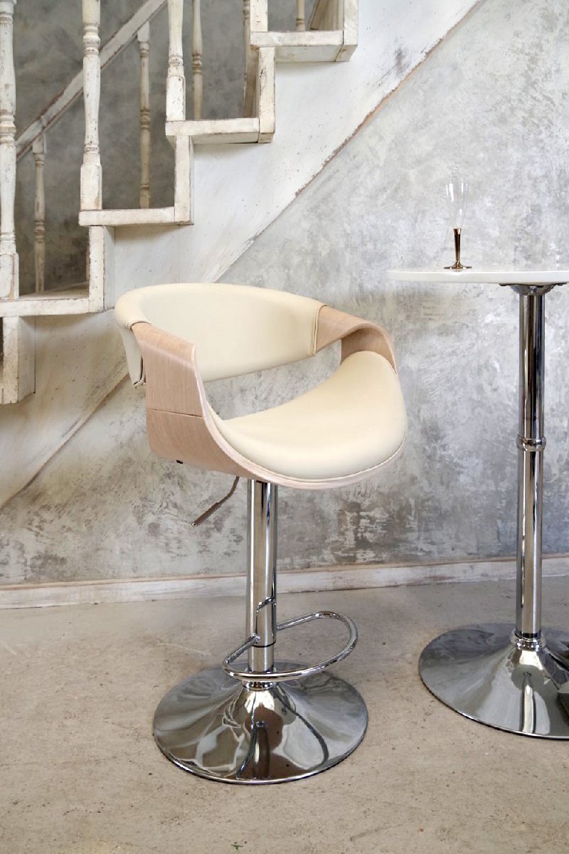 カウンターイス ナチュラルアイボリー色 カウンターチェア ハイチェア バーチェア CALMO(カルモ)拍卖