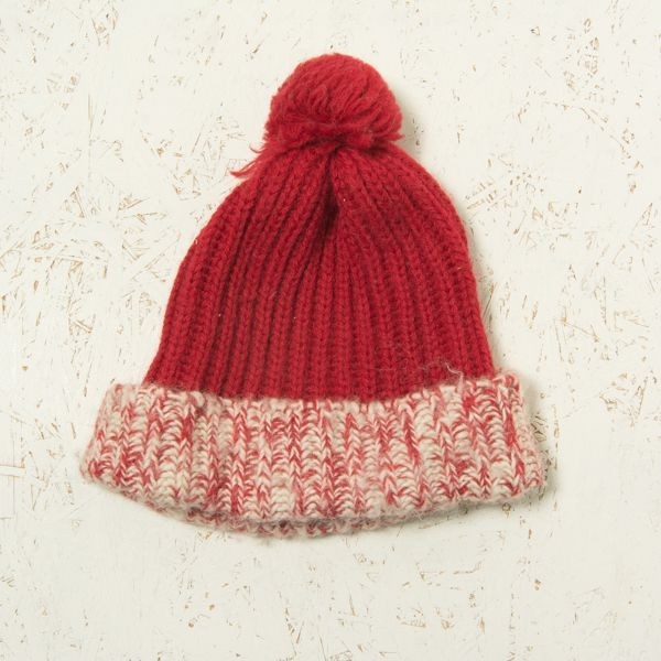 英国製 HIGHLAND 2000 ハイランド リブ編み ウール ニットキャップ ボンボン 赤/白 w0040-22-013拍卖