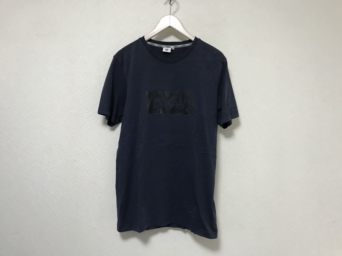 本物ビーエムダブリューBMWコットンロゴプリント半袖Tシャツメンズアメカジサーフミリタリービジネススーツ青ブルーMポルトガル製拍卖