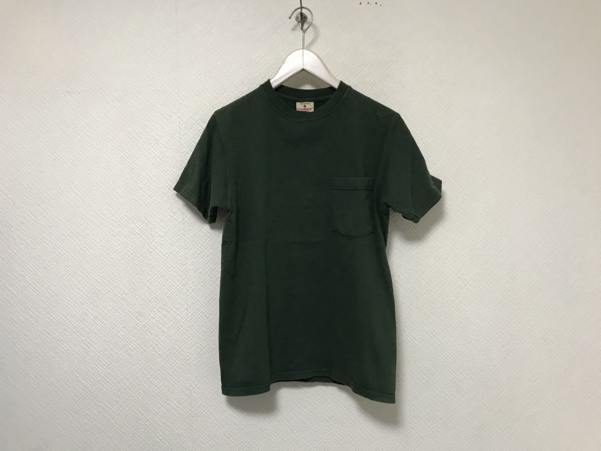 本物グッドウェアGOODWEARコットンポケット半袖Tシャツメンズアメカジサーフミリタリービジネス緑グリーンSアメリカ製拍卖