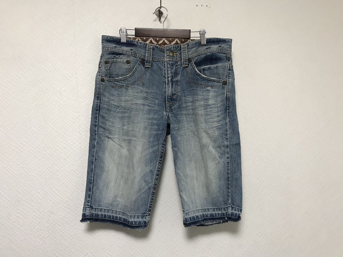 本物エドウィンEDWINコットンデニムハーフショートパンツアメカジメンズサーフミリタリービジネススーツ青ブルーMワーク32拍卖