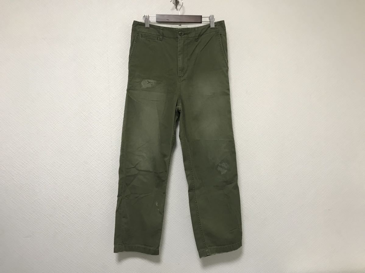 本物ビューティーアンドユースUNITEDARROWSユナイテッドアローズコットンダメージ加工ワークパンツミリタリーアメカジサーフメンズカーキS拍卖
