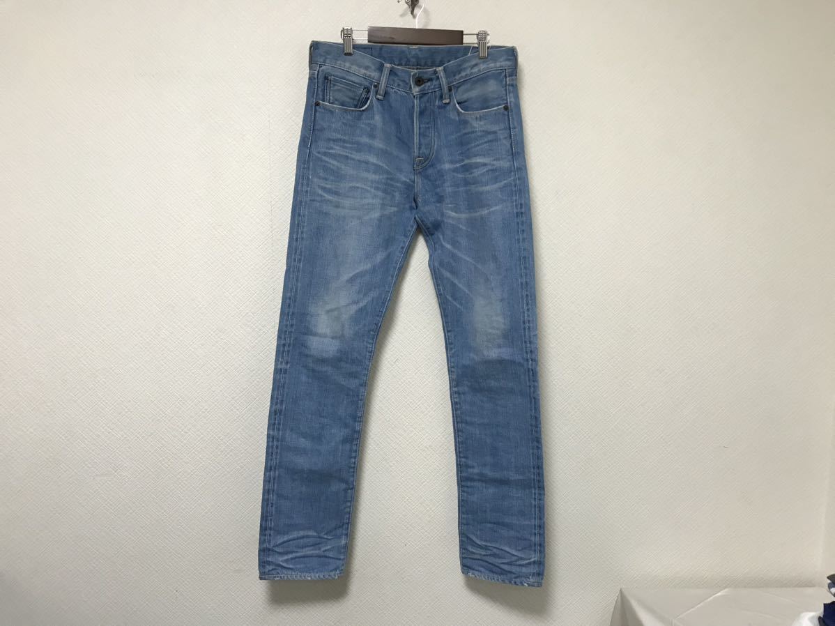 本物クロKUROコットンダメージ加工デニムパンツミリタリーアメカジサーフビジネススーツメンズ青ブルー29S日本製拍卖