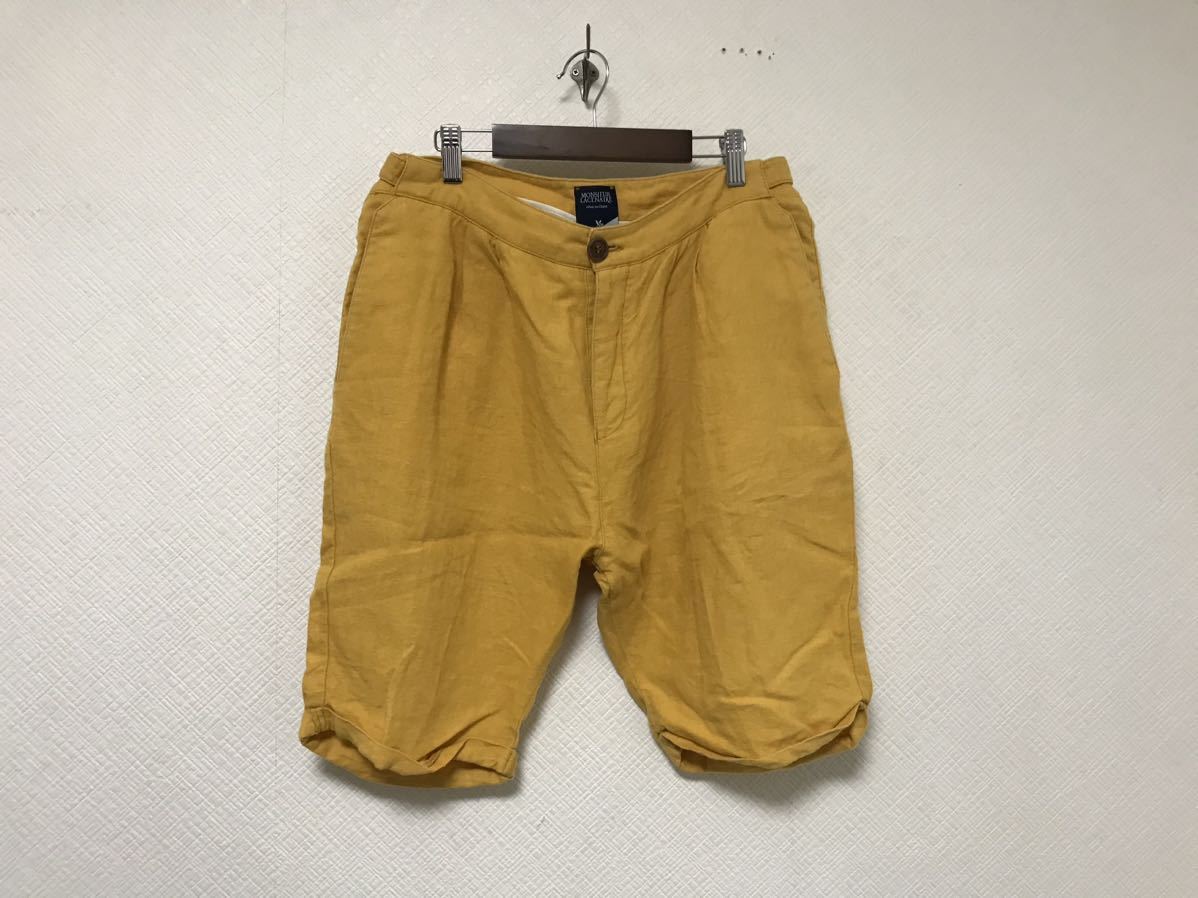 本物ムッシューラスネールMONSIEUR LACENAIREリネン麻ハーフショートパンツアメカジメンズサーフミリタリーワークビジネススーツイエローXL拍卖