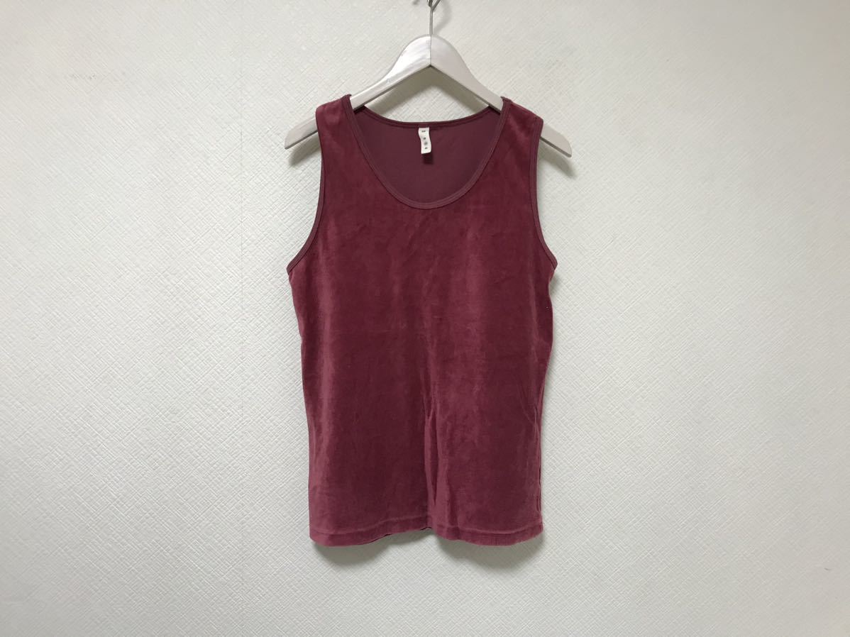 本物アーバンリサーチURBANRESEARCHコットンベロアタンクトップアメカジサーフミリタリースーツビジネス赤ワインレッドインナー38M拍卖