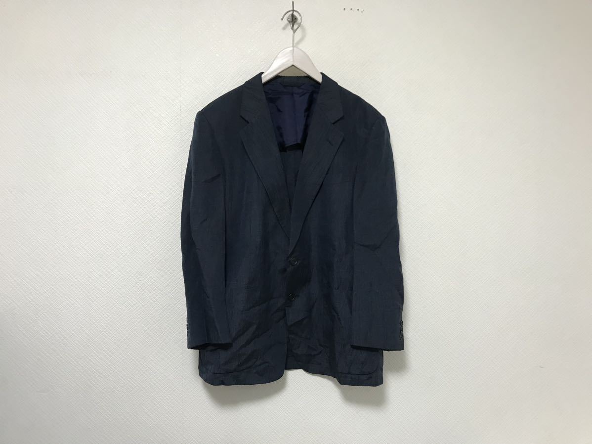 本物ニナリッチNINA RICCIリネン麻シルクサテンサマーテーラードジャケットスーツビジネスアメカジサーフミリタリー紺ネイビーL日本製拍卖