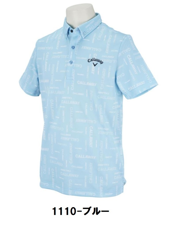キャロウェイ 【Callaway】 メンズ CALLAWAYプリントカノコ 半袖シャツ C22134107 ブルー M 【2448】ネコポス対応拍卖