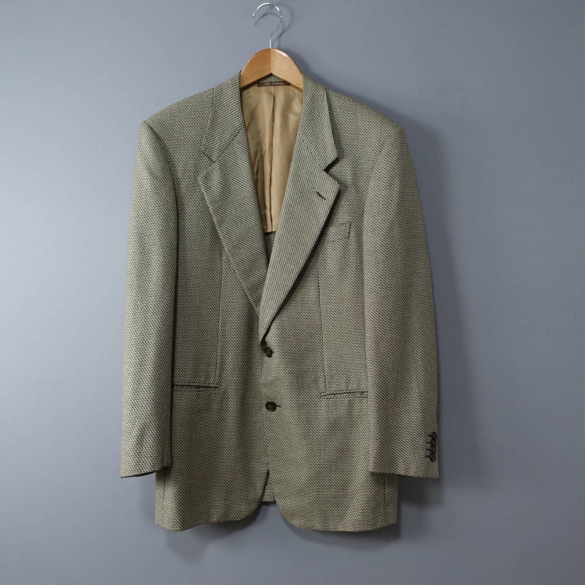 ☆美品☆Ravazzolo/ラヴァッツオーロ/48/イタリア製/シルク/ウールジャケット/カーキ/グレー/メンズ/紳士服/上着拍卖