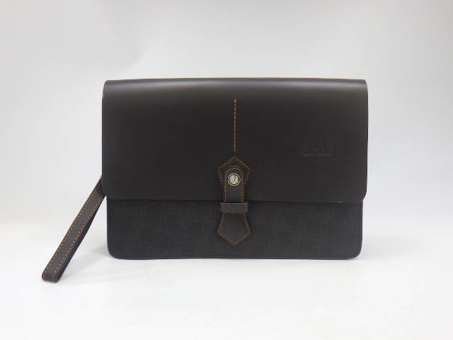 x5I040Z20 dunhill ダンヒル レザー クラッチバッグ セカンドバッグ メンズ ブラウン系 茶系拍卖