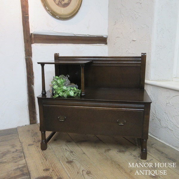 イギリス アンティーク 家具 テレフォンベンチ テレフォンシート 飾り棚 花台 収納 木製 オーク 英国 OTHERFUNITURE 6202d拍卖