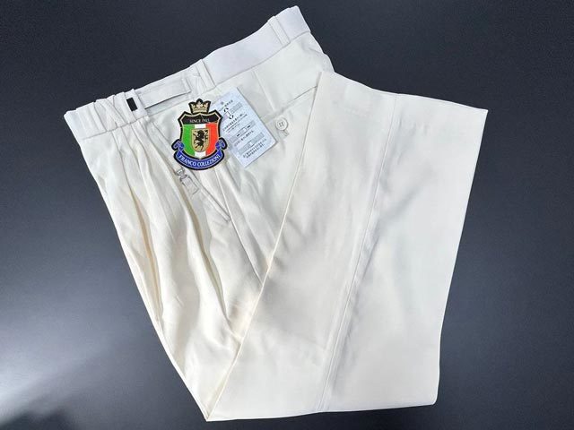 【送料無料】40597-3-a100 ウエスト69-75cm 股下68cm オフ白系 Franco Collezioni 4タック ビット付 スラックス 脇シャーリング ストレッチ拍卖